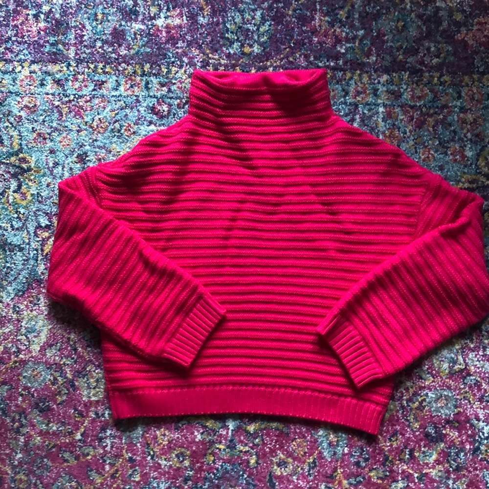 Moschino raspberry mock neck sweater. Virgin Wool.